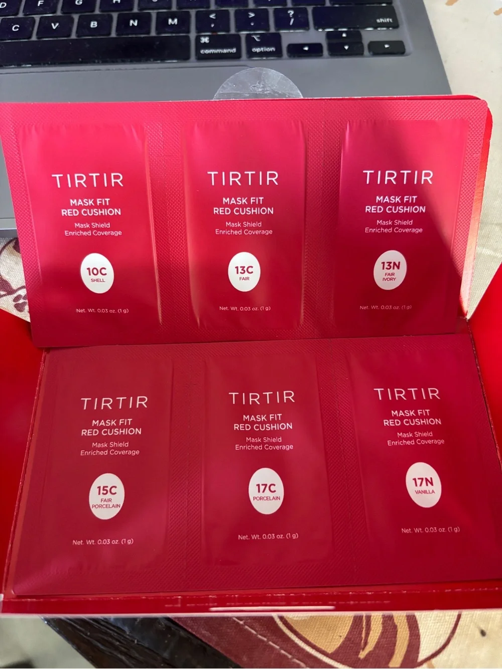 TIRTIR Red Cushion Foundation 6 Shades 0.03 oz Each Trial Sample Kit